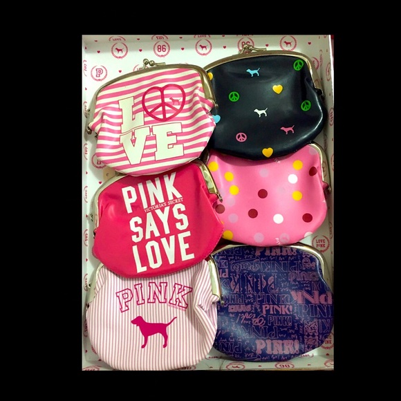 RARE VICTORIA’S SECRET PINK COIN PURSE POUCH BLACK HTF KEYCHAIN KEY CHAIN - Picture 1 of 3